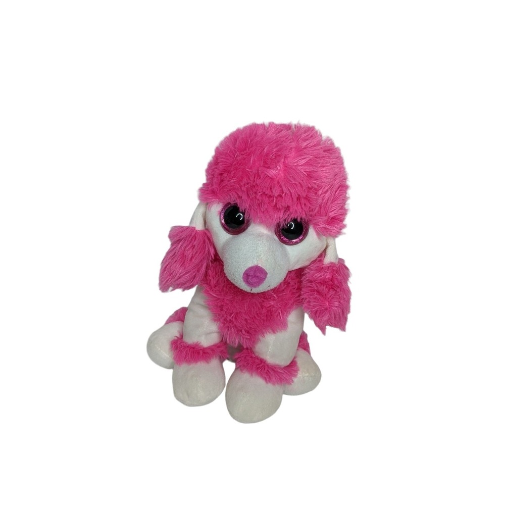 GOFFA Poodle dog plush Pink white 11"  Stuffed‎ animal big eyes